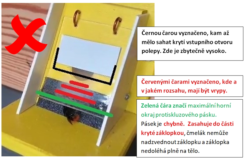 nezdařená úprava polepů a protiskluzového pásku u čmeláčí klapky