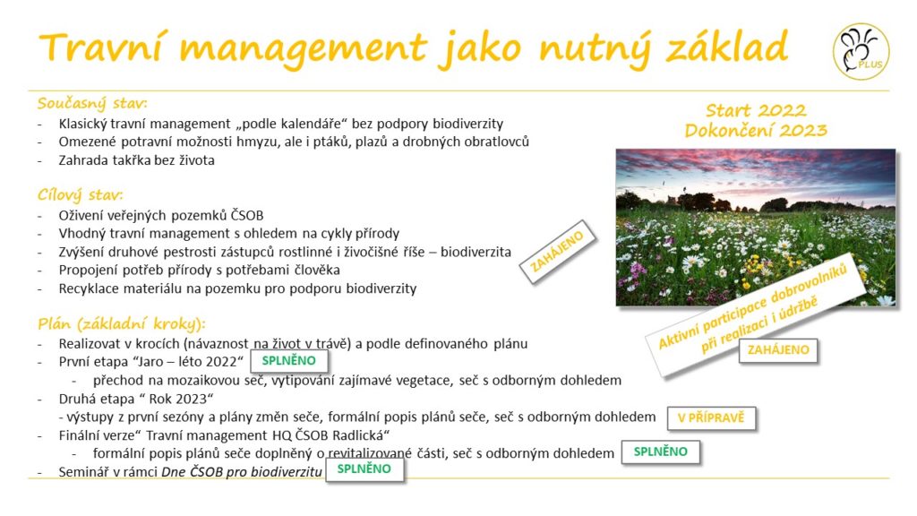 Čmeláci PLUS - Koncept projektu podpory biodiverzity - Stav a plány na 2023 1