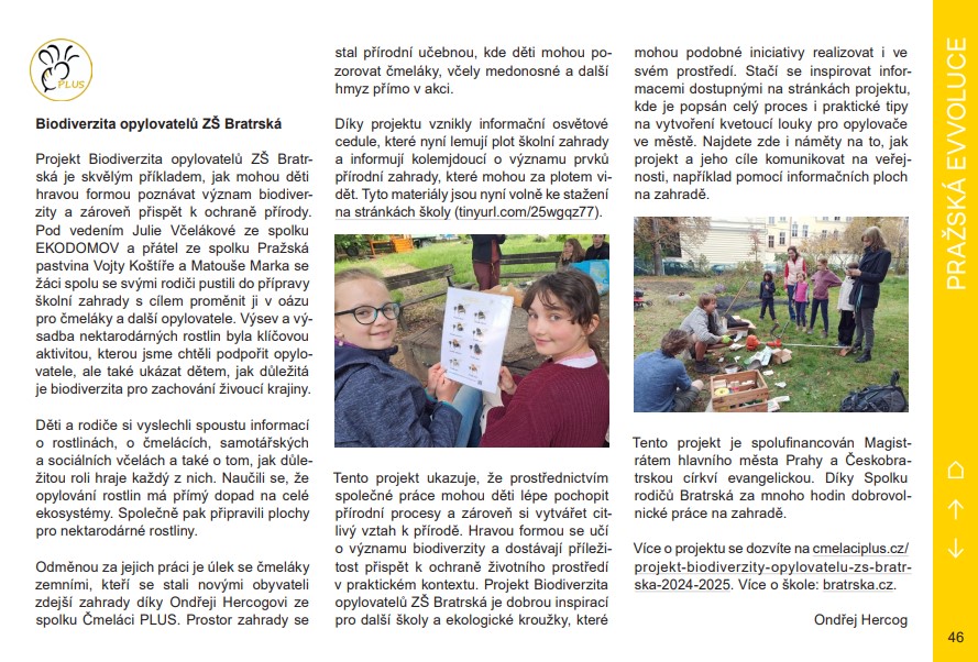 Čmeláci PLUS - Biodiverzita opylovatelů ZŠ Bratrská - Pražská evvoluce 2025 02