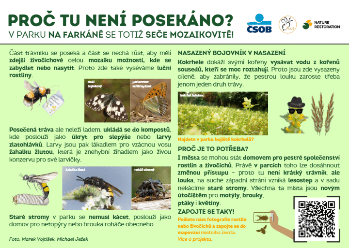 Čmeláci PLUS -Naučná tabule o péči o travní porost
